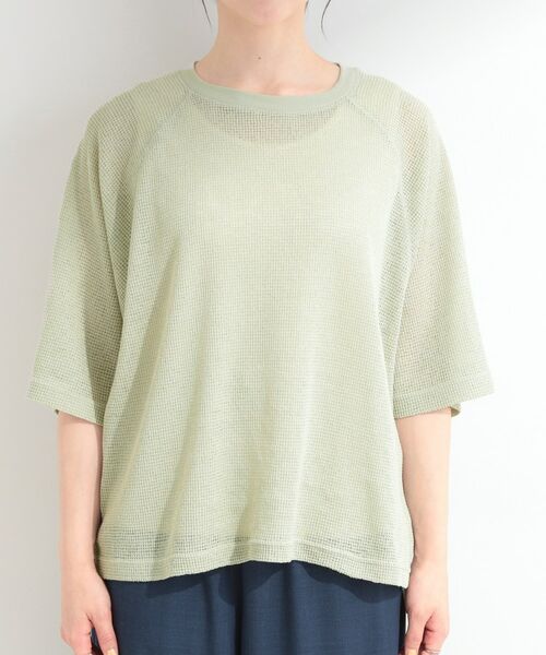 SHOO・LA・RUE / シューラルー カットソー | シアーワッフル ラグラン5分袖ゆるTシャツ | 詳細13