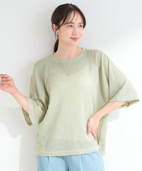 SHOO・LA・RUE / シューラルー カットソー | シアーワッフル ラグラン5分袖ゆるTシャツ | 詳細5