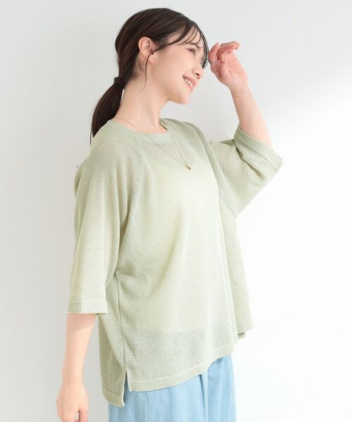 SHOO・LA・RUE / シューラルー カットソー | シアーワッフル ラグラン5分袖ゆるTシャツ | 詳細6