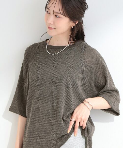 SHOO・LA・RUE / シューラルー カットソー | シアーワッフル ラグラン5分袖ゆるTシャツ（トープ(054)）