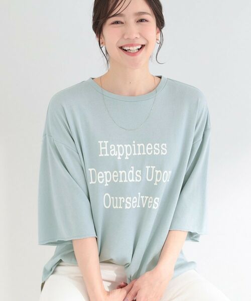 SHOO・LA・RUE / シューラルー カットソー | シアー裏毛 プリントアソート5分袖Tシャツ（サックスブルー(390)）