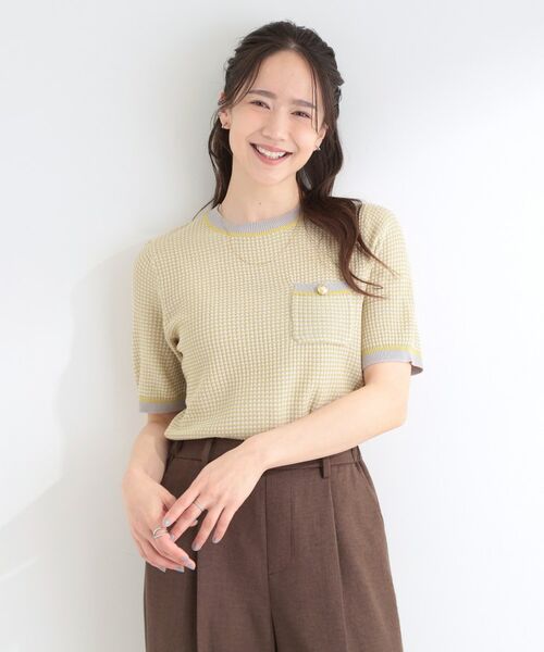 SHOO・LA・RUE / シューラルー ニット・セーター | カノコ編み金ボタンクルーネックニット | 詳細1