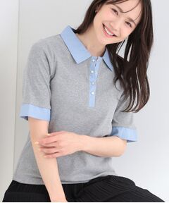 SHOO・LA・RUE / シューラルー カットソー | 【重ね着風】ダンガリー調異素材切り替え テレコポロトップス