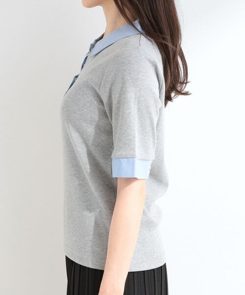 SHOO・LA・RUE / シューラルー カットソー | 【重ね着風】ダンガリー調異素材切り替え テレコポロトップス | 詳細10