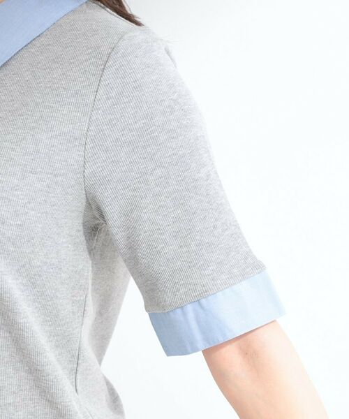 SHOO・LA・RUE / シューラルー カットソー | 【重ね着風】ダンガリー調異素材切り替え テレコポロトップス | 詳細13