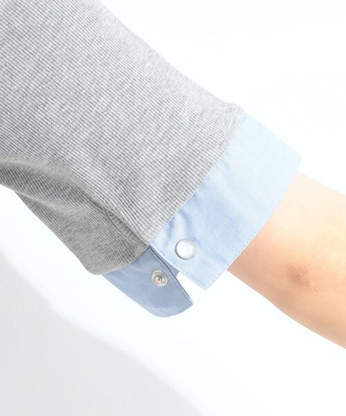 SHOO・LA・RUE / シューラルー カットソー | 【重ね着風】ダンガリー調異素材切り替え テレコポロトップス | 詳細14