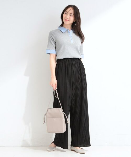 SHOO・LA・RUE / シューラルー カットソー | 【重ね着風】ダンガリー調異素材切り替え テレコポロトップス | 詳細3