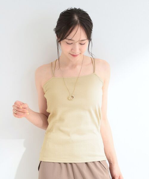 SHOO・LA・RUE / シューラルー キャミソール・チューブトップ | 【洗濯機可/S-LL】カップ付き Wストラップ テレコキャミソール | 詳細1