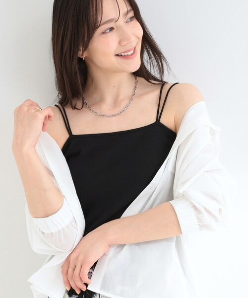 SHOO・LA・RUE / シューラルー キャミソール・チューブトップ | 【洗濯機可/S-LL】カップ付き Wストラップ テレコキャミソール（ブラック(019)）