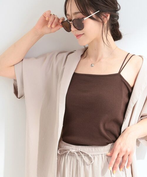 SHOO・LA・RUE / シューラルー キャミソール・チューブトップ | 【洗濯機可/S-LL】カップ付き Wストラップ テレコキャミソール（ブラウン(044)）