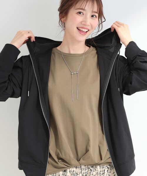 SHOO・LA・RUE / シューラルー パーカー | 【UVカット・接触冷感】指穴つき メタルジップフードパーカー(ブラック(019))