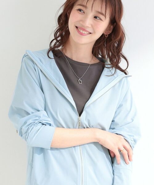 SHOO・LA・RUE / シューラルー パーカー | 【UVカット・接触冷感】指穴つき メタルジップフードパーカー(サックスブルー(090))