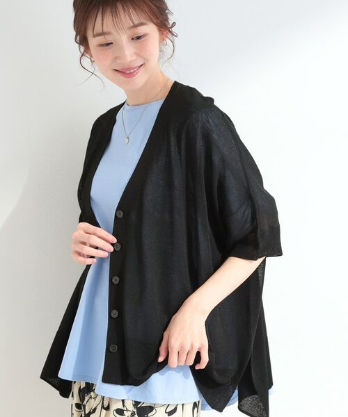 SHOO・LA・RUE / シューラルー カーディガン・ボレロ | ラメシアーポンチョカーディガン(ブラック(819))