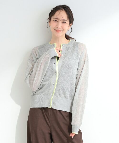 SHOO・LA・RUE / シューラルー カーディガン・ボレロ | 【S-LL/洗濯機可】レイヤード風 配色シアーカーディガン | 詳細1