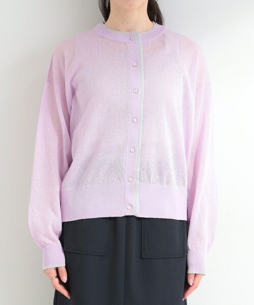 SHOO・LA・RUE / シューラルー カーディガン・ボレロ | 【S-LL/洗濯機可】レイヤード風 配色シアーカーディガン | 詳細13