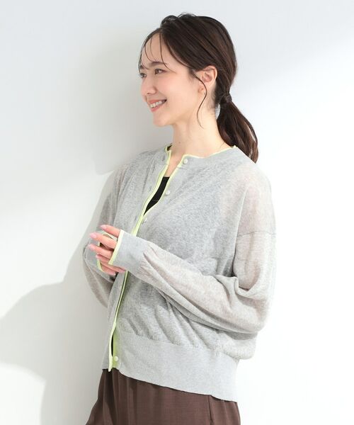 SHOO・LA・RUE / シューラルー カーディガン・ボレロ | 【S-LL/洗濯機可】レイヤード風 配色シアーカーディガン | 詳細2