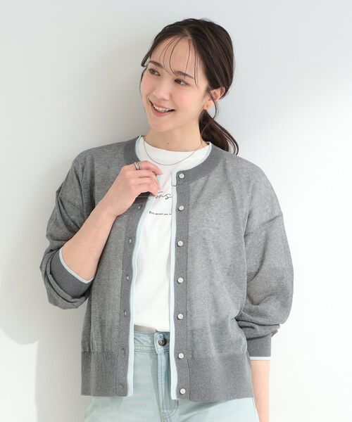 SHOO・LA・RUE / シューラルー カーディガン・ボレロ | 【S-LL/洗濯機可】レイヤード風 配色シアーカーディガン | 詳細6