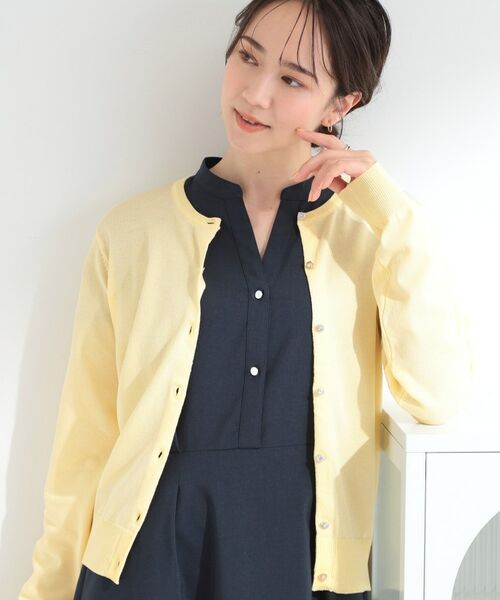 SHOO・LA・RUE / シューラルー カーディガン・ボレロ | 【UV/アンチピリング/S-LL/洗濯機可】ビジューが華やか マルチボタンカーディガン（ライトイエロー(030)）