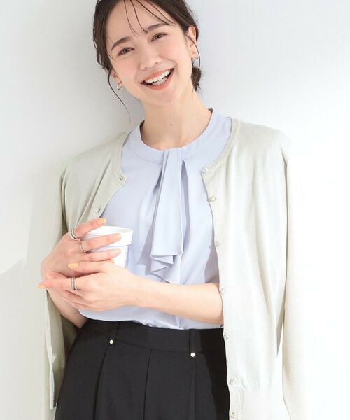 SHOO・LA・RUE / シューラルー カーディガン・ボレロ | 【UV/アンチピリング/S-LL/洗濯機可】ビジューが華やか マルチボタンカーディガン（グレージュ(050)）