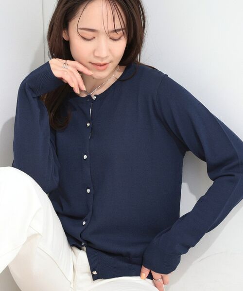 SHOO・LA・RUE / シューラルー カーディガン・ボレロ | 【UV/アンチピリング/S-LL/洗濯機可】ビジューが華やか マルチボタンカーディガン（ネイビー(094)）