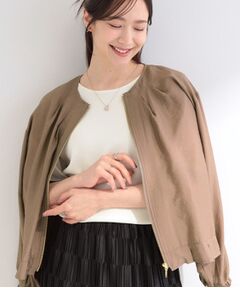 SHOO・LA・RUE / シューラルー レザーブルゾン・ジャケット | 【洗濯機可/UV/S-LL】程よい透け感 襟元タック シアーブルゾン