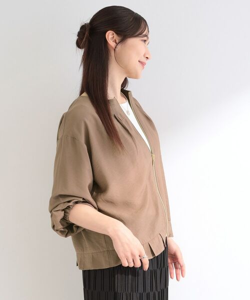 SHOO・LA・RUE / シューラルー レザーブルゾン・ジャケット | 【洗濯機可/UV/S-LL】程よい透け感 襟元タック シアーブルゾン | 詳細10