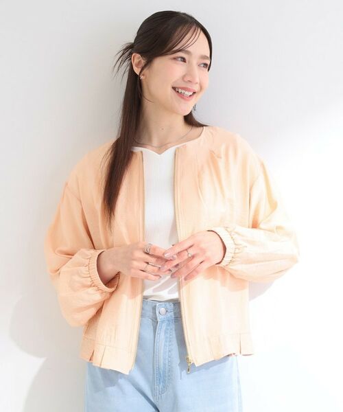 SHOO・LA・RUE / シューラルー レザーブルゾン・ジャケット | 【洗濯機可/UV/S-LL】程よい透け感 襟元タック シアーブルゾン | 詳細13