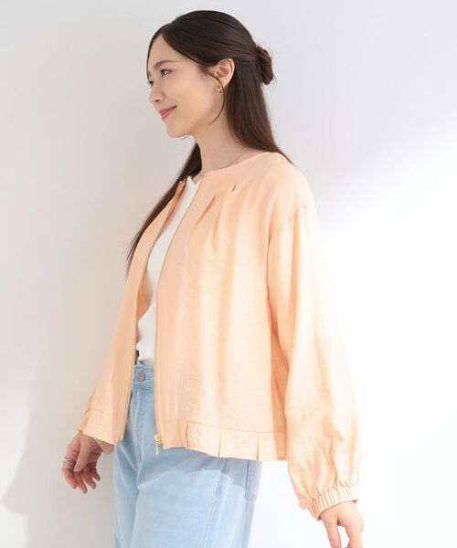 SHOO・LA・RUE / シューラルー レザーブルゾン・ジャケット | 【洗濯機可/UV/S-LL】程よい透け感 襟元タック シアーブルゾン | 詳細14