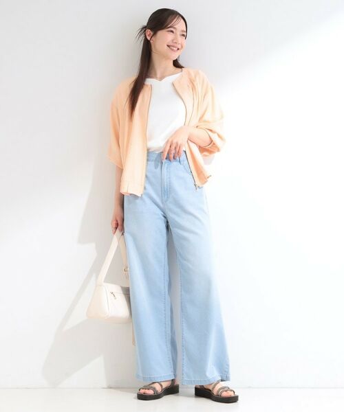 SHOO・LA・RUE / シューラルー レザーブルゾン・ジャケット | 【洗濯機可/UV/S-LL】程よい透け感 襟元タック シアーブルゾン | 詳細15