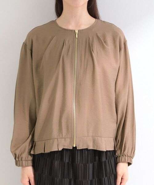 SHOO・LA・RUE / シューラルー レザーブルゾン・ジャケット | 【洗濯機可/UV/S-LL】程よい透け感 襟元タック シアーブルゾン | 詳細17