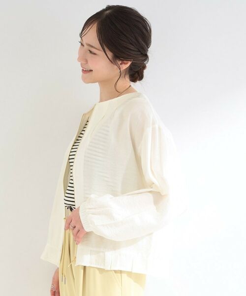 SHOO・LA・RUE / シューラルー レザーブルゾン・ジャケット | 【洗濯機可/UV/S-LL】程よい透け感 襟元タック シアーブルゾン | 詳細2