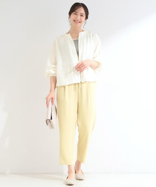 SHOO・LA・RUE / シューラルー レザーブルゾン・ジャケット | 【洗濯機可/UV/S-LL】程よい透け感 襟元タック シアーブルゾン | 詳細3