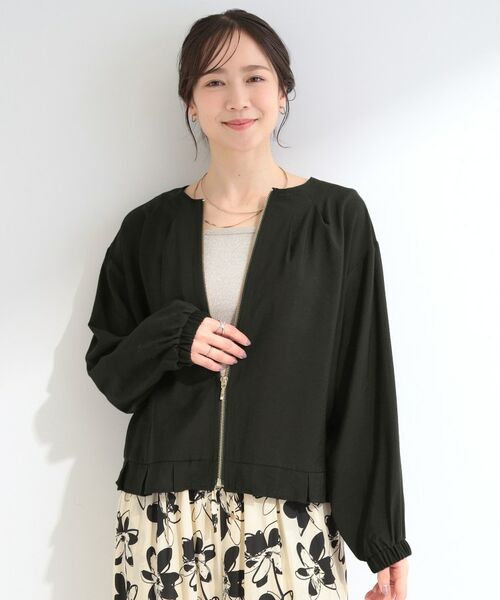 SHOO・LA・RUE / シューラルー レザーブルゾン・ジャケット | 【洗濯機可/UV/S-LL】程よい透け感 襟元タック シアーブルゾン | 詳細5