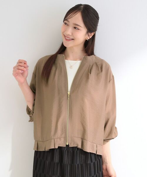 SHOO・LA・RUE / シューラルー レザーブルゾン・ジャケット | 【洗濯機可/UV/S-LL】程よい透け感 襟元タック シアーブルゾン | 詳細9