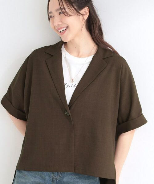 SHOO・LA・RUE / シューラルー テーラードジャケット | 【イジケア】半袖テーラードジャケット（ブラウン(044)）