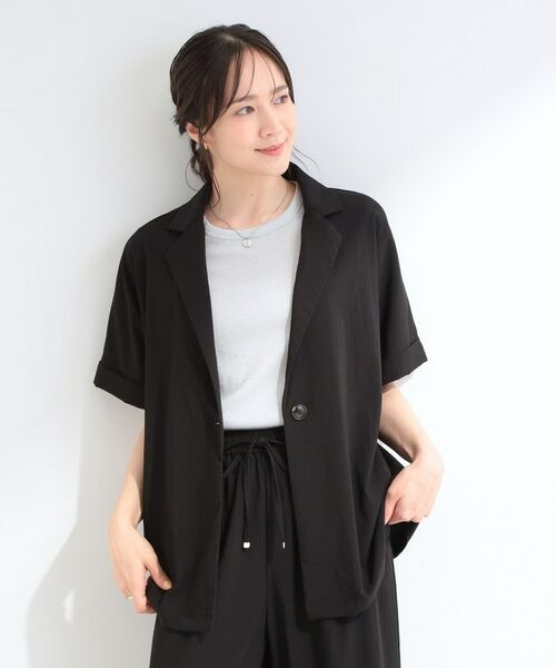 SHOO・LA・RUE / シューラルー テーラードジャケット | 【ひんやり/S-LL/セットアップ可】軽凛(かろりん)半袖ジャケット | 詳細1