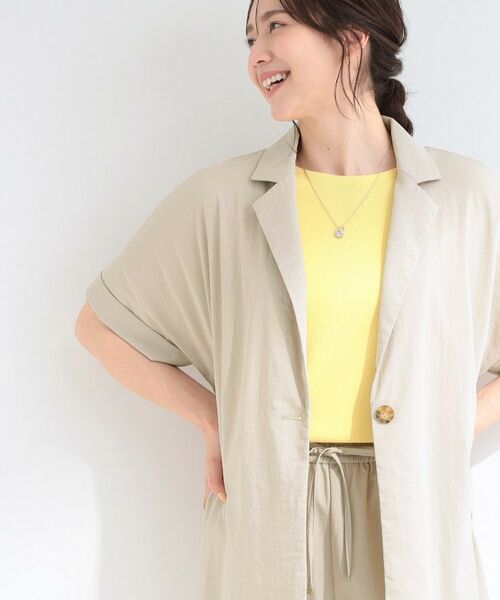 SHOO・LA・RUE / シューラルー テーラードジャケット | 【ひんやり/S-LL/セットアップ可】軽凛(かろりん)半袖ジャケット（ライトベージュ(051)）