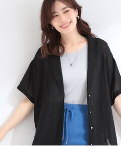 SHOO・LA・RUE / シューラルー テーラードジャケット | 【S-LL】大人のシアー感 半袖シャツジャケット