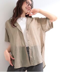 SHOO・LA・RUE / シューラルー テーラードジャケット | 【S-LL】大人のシアー感 半袖シャツジャケット