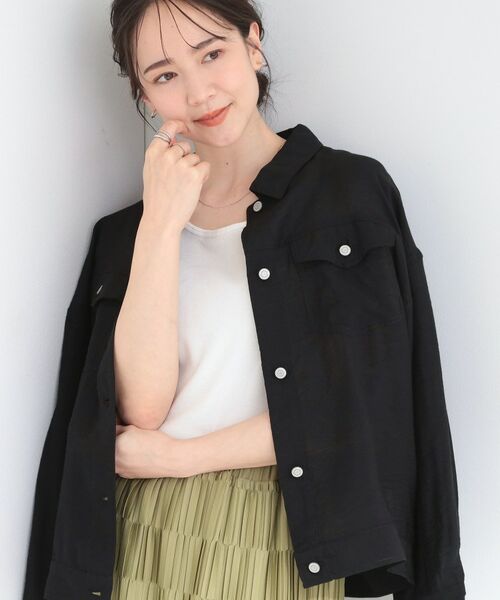 SHOO・LA・RUE / シューラルー レザーブルゾン・ジャケット | Gジャン風シアーシャツジャケット（ブラック(019)）