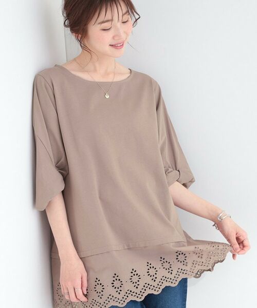 SHOO・LA・RUE / シューラルー チュニック | 【SHOO ICE】裾レース切り替え ねじり袖チュニック（モカブラウン(042)）
