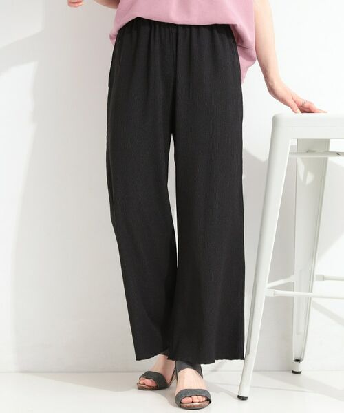SHOO・LA・RUE / シューラルー パンツ | ポコポコ調 楊柳イージーワイドパンツ（ブラック(019)）