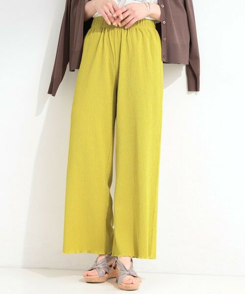 SHOO・LA・RUE / シューラルー パンツ | ポコポコ調 楊柳イージーワイドパンツ（イエロー(032)）