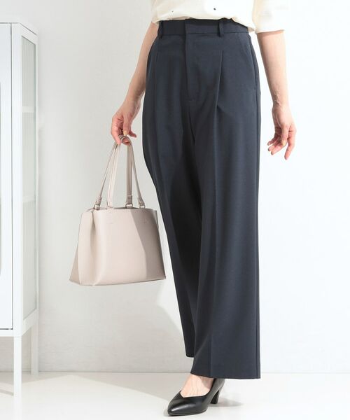 SHOO・LA・RUE / シューラルー パンツ | 【セットアップ可/洗濯機可/S-LL】安心を叶える シンプルタックワイドパンツ(ネイビー(094))