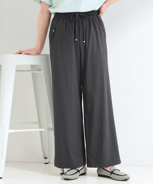 SHOO・LA・RUE / シューラルー パンツ | 【ひんやり/S-LL/セットアップ可】着丈選べる 軽凛(かろりん)フラップイージーパンツ(チャコールグレー(014))