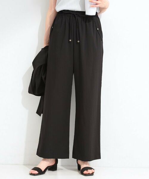 SHOO・LA・RUE / シューラルー パンツ | 【ひんやり/S-LL/セットアップ可】着丈選べる 軽凛(かろりん)フラップイージーパンツ(ブラック(019))