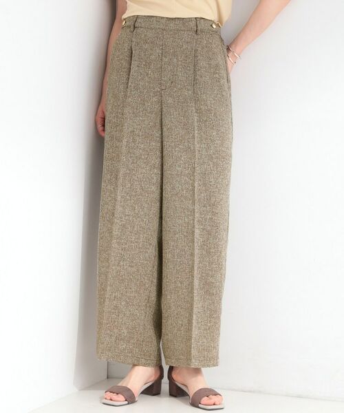 SHOO・LA・RUE / シューラルー パンツ | サマーツイード風ワイドパンツ（ブラウン(043)）