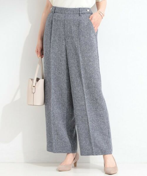 SHOO・LA・RUE / シューラルー パンツ | サマーツイード風ワイドパンツ（ネイビー(094)）