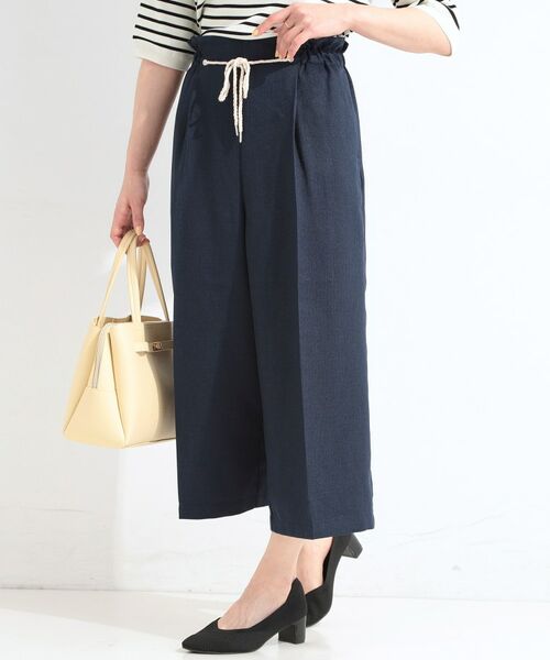 SHOO・LA・RUE / シューラルー ショート・ハーフ・半端丈パンツ | ロープベルトガウチョパンツ（ネイビー(094)）