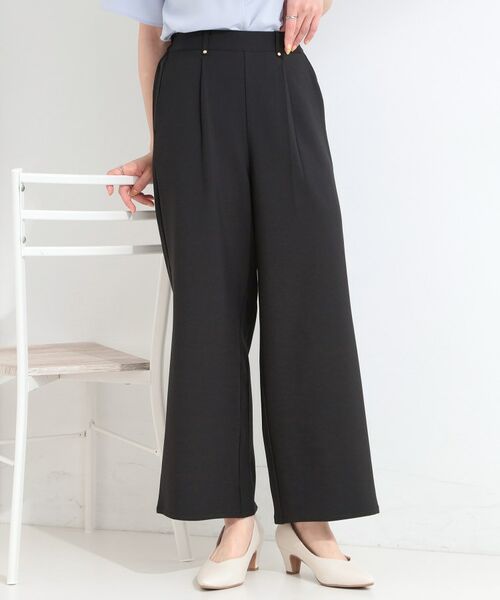 SHOO・LA・RUE / シューラルー パンツ | 麻調ワイドパンツ（ブラック(019)）